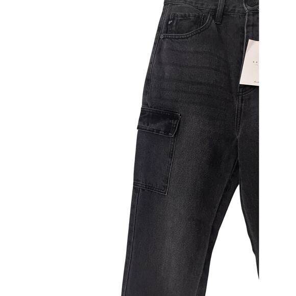 Kancan Womens Black 90s Straight Jeans Pockets Cargo Grunge Size 3 / 25 - Picture 3 of 6